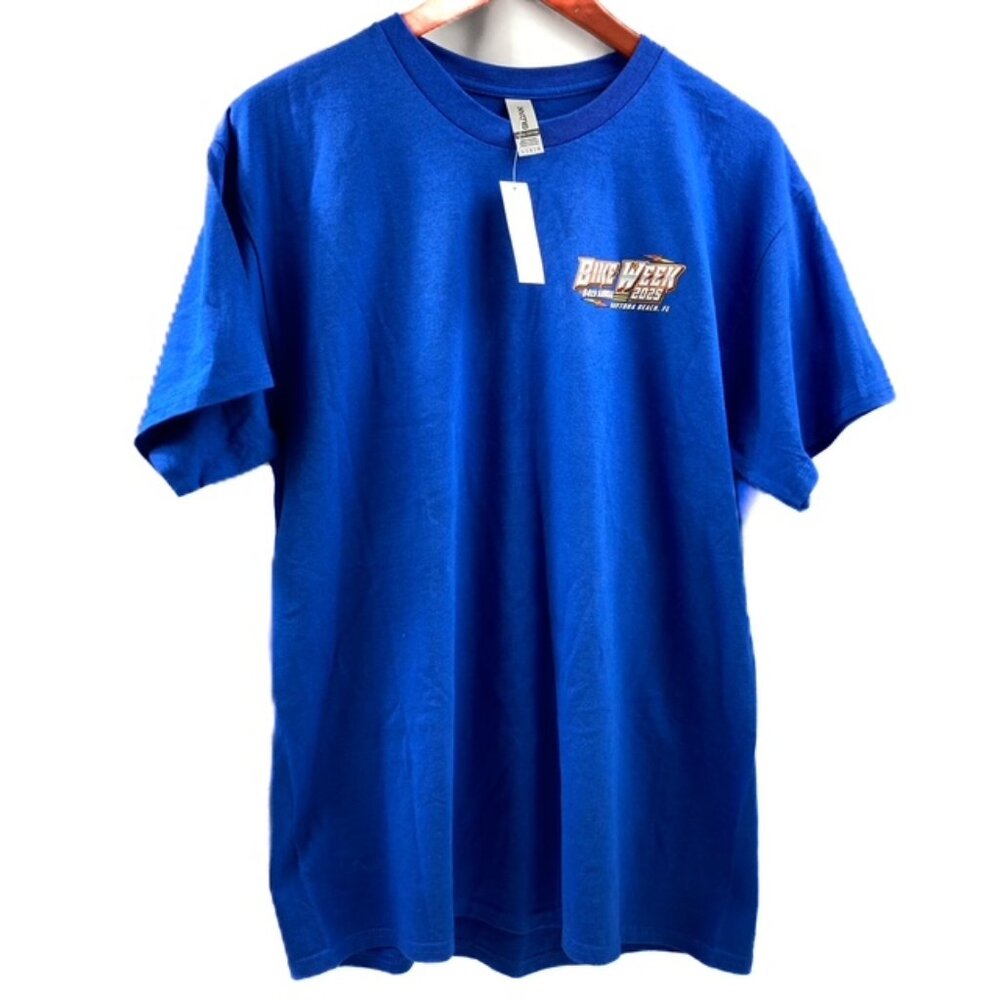 Motorcycle Bike Rally T shirt Daytona 84th Annual Royal Blue Cotton SS tee (L)